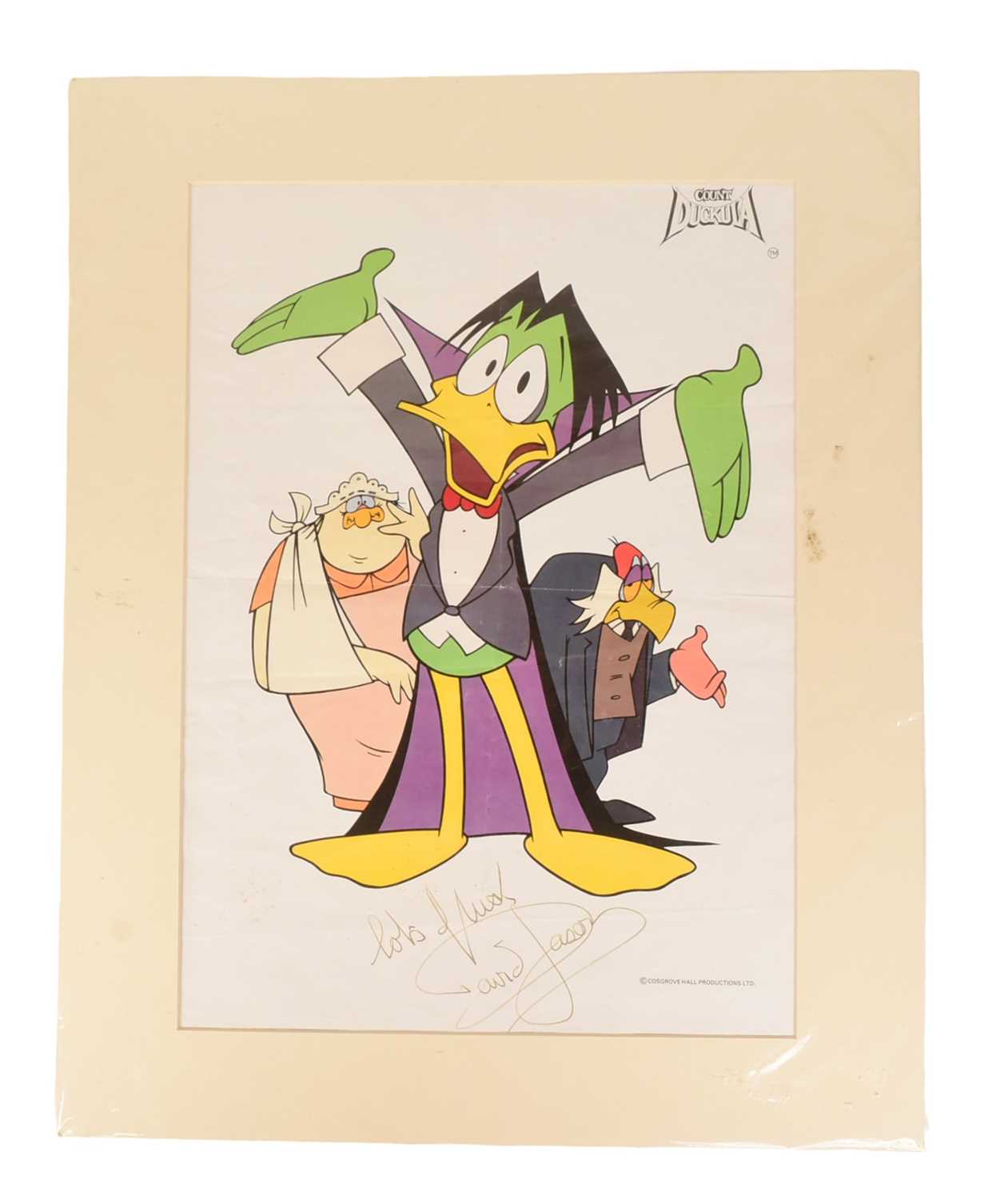 Lot 106 - COUNT DUCKULA (1988 CARTOON) - SIR DAVID JASON SIGNED POSTER