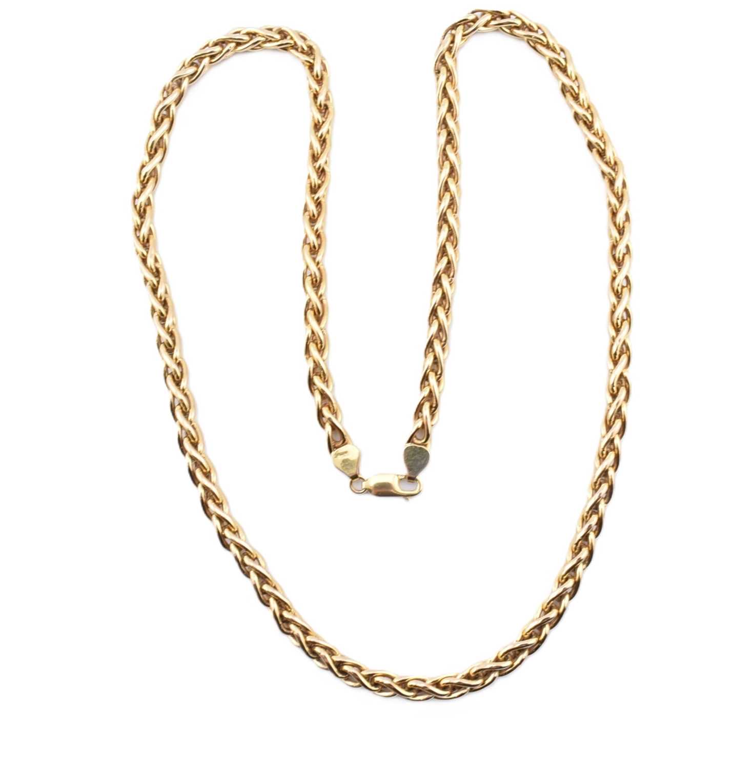 Lot 46 - HALLMARKED 14CT GOLD WHEAT CHAIN NECKLACE