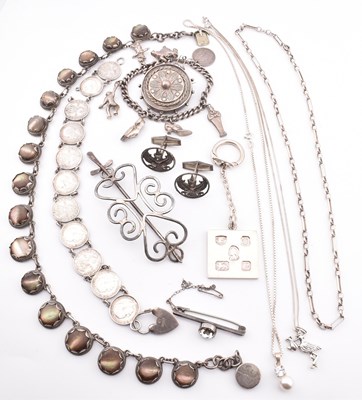 Lot 253 - COLLECTION OF SILVER & WHITE METAL JEWELLERY