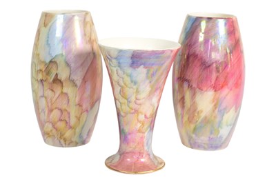 Lot 165 - J. FRYER OLDCOURT WARE - SET OF THREE LUSTRE VASES