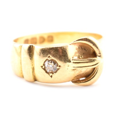 Lot 135 - VICTORIAN HALLMARKED 18CT GOLD & DIAMOND BUCKLE RING