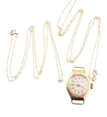 Lot 322 - HALLMARKED 9CT GOLD MARVIN WATCH CASE & TWO 9CT GOLD CHAIN NECKLACES