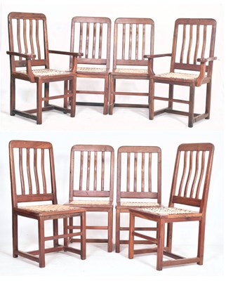 Lot 1017 - EIGHT RETRO MID CENTURY CIRCA 1970S TEAK & LEATHER DINING CHAIRS