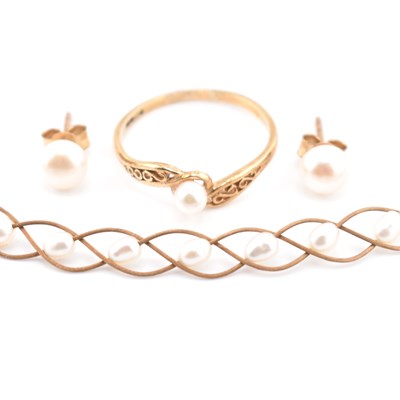 Lot 177 - COLLECTION OF 9CT GOLD & JERSEY PEARL JEWELLERY