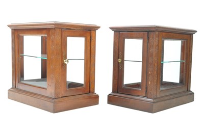 Lot 691 - PAIR OF LATE 20TH CENTURY MAHOGANY MUSEUM GLASS CABINETS