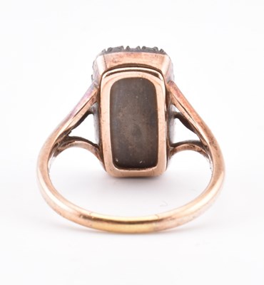 Lot 28 - 19TH CENTURY GOLD DIAMOND & BLUE ENAMEL MOURNING RING