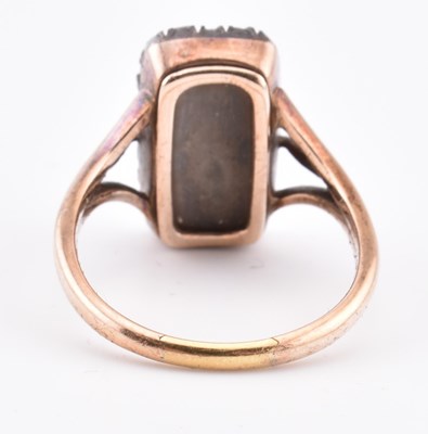 Lot 28 - 19TH CENTURY GOLD DIAMOND & BLUE ENAMEL MOURNING RING