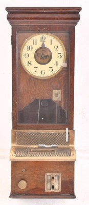 Lot 1019 - NATIONAL EARLY 20TH CENTURY OAK TIME RECORDER CLOCKING IN MACHINE