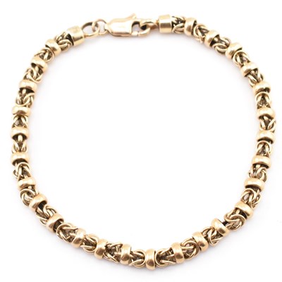 Lot 55 - HALLMARKED 9CT GOLD FANCY LINK CHAIN BRACELET