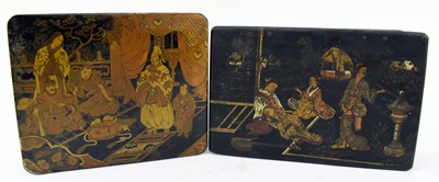 Lot 191 - TWO EARLY 20TH CENTURY JAPANESE LACQUER PAPIER MACHE BOXES 20世纪日本黑漆盒子两个