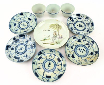 Lot 164 - NINE QING DYNASTY /REPUBLIC PORCELAIN DISHES & TEACUPS