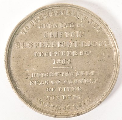 Lot 57 - BRISTOL SUSPENSION BRIDGE COMMEMORATIVE MEDALLION 1864