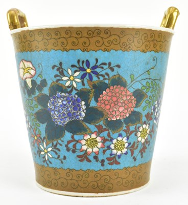 Lot 188 - JAPANESE MEIJI PERIOD KAIYOSYA CERAMIC CLOISONNE PLANTER 明治 開洋社 瓷胎景泰蓝花盆