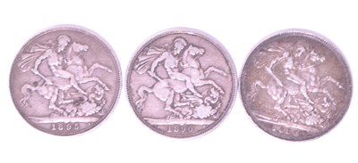 Lot 521 - THREE 1890S QUEEN VICTORIA SILVER CROWN COINS