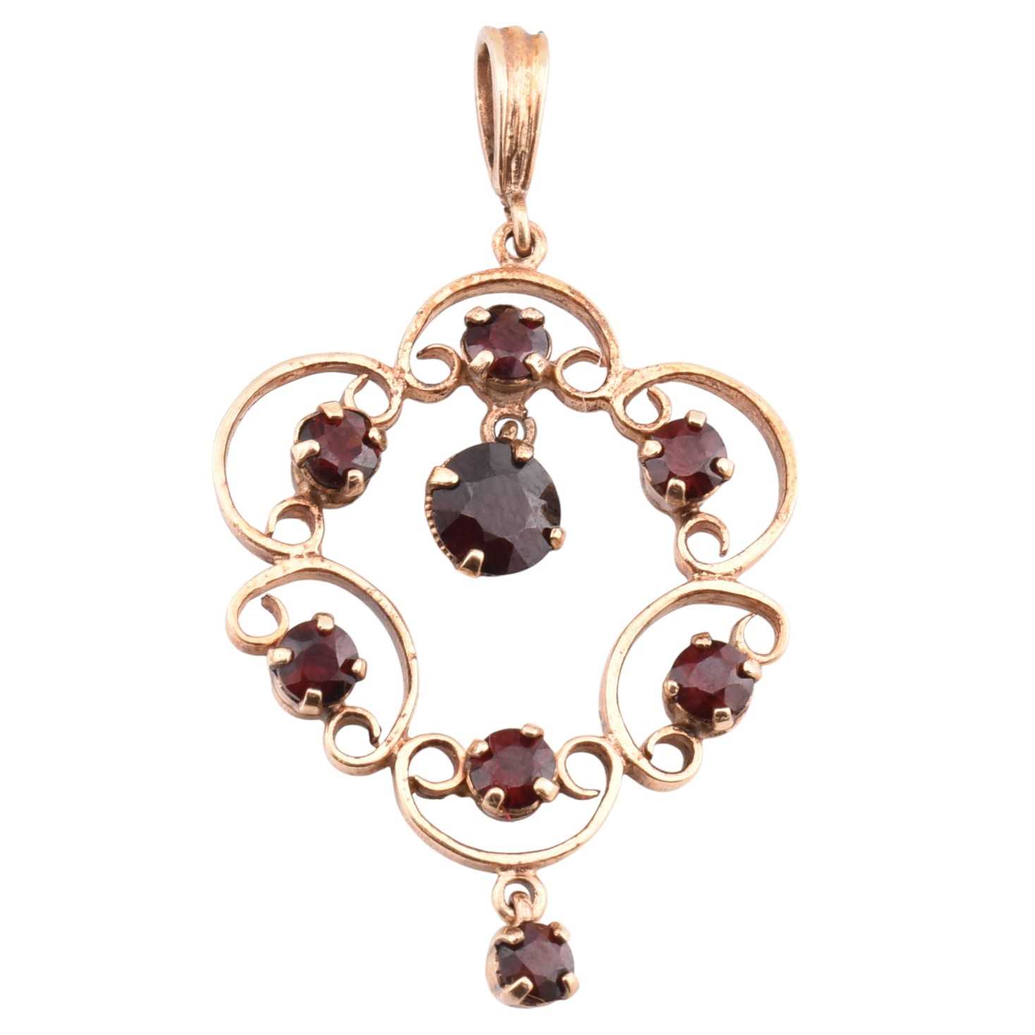 Lot 86 - HALLMARKED 9CT GOLD & GARNET NECKLACE PENDANT