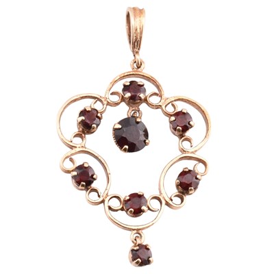 Lot 86 - HALLMARKED 9CT GOLD & GARNET NECKLACE PENDANT
