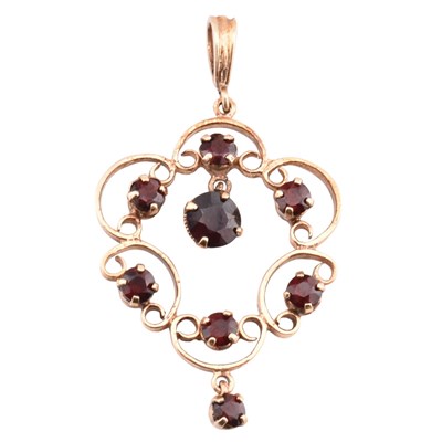 Lot 86 - HALLMARKED 9CT GOLD & GARNET NECKLACE PENDANT