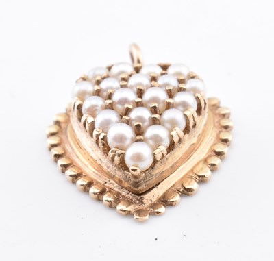 Lot 79 - HALLMARKED 9CT GOLD & PEARL HEART NECKLACE PENDANT