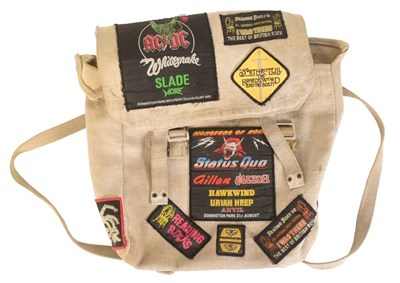 Lot 52 - MUSIC INTEREST - 1980S GIG BAG WITH ORIGINAL PATCHES