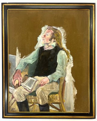 Lot 101 - ROBIN SYMES (1939-2023) - UNTITLED PORTRAIT OF MALE SITTER READING