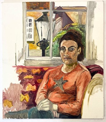 Lot 84 - ROBIN SYMES (1939-2023) - UNTITLED PORTRAIT STUDY OF LADY BY WINDOW