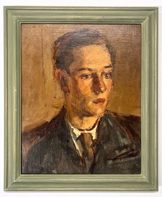 Lot 22 - ROBIN SYMES (1939-2023) - UNTITLED PORTRAIT OF YOUNG MALE WITH TIE