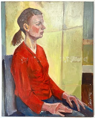 Lot 28 - ROBIN SYMES (1939-2023) - UNTITLED PORTRAIT OF LADY IN PONYTAIL