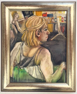 Lot 34 - ROBIN SYMES (1939-2023) - UNTITLED PORTRAIT OF LADY FROM THE BACK