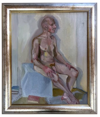 Lot 21 - ROBIN SYMES (1939-2023) - UNTITLED PORTRAIT OF SEATED NUDE MAN