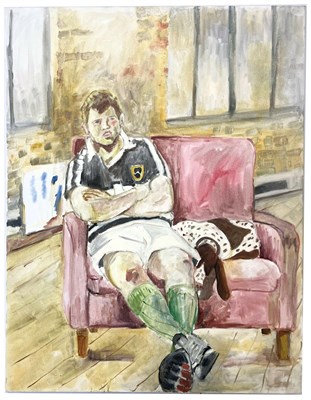 Lot 58 - ROBIN SYMES (1939-2023) - UNTITLED PORTRAIT OF RUGBY PLAYER