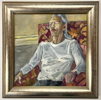 Lot 2 - ROBIN SYMES (1939-2023) - UNTITLED PORTRAIT OF A MAN IN WHITE TOP
