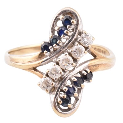 Lot 259 - HALLMARKED 9CT GOLD SPINEL & CZ CROSSOVER RING