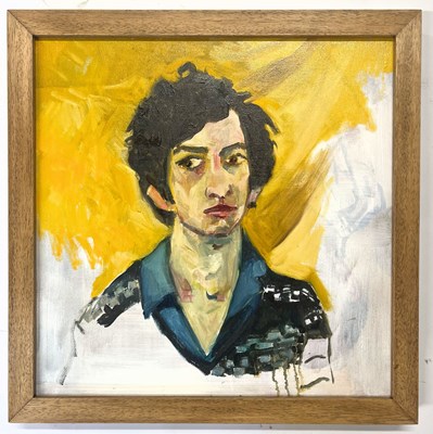 Lot 23 - ROBIN SYMES (1939-2023) - UNTITLED PORTRAIT STUDY OF MAN ON YELLOW