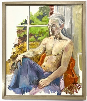 Lot 7 - ROBIN SYMES (1939-2023) - UNTITLED PORTRAIT OF MAN BY THE WINDOW