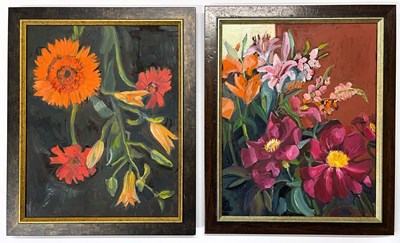 Lot 38 - ROBIN SYMES (1939-2023) - TWO UNTITLED STILL LIFE WITH FLOWERS
