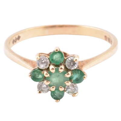 Lot 340 - HALLMARKED 9CT GOLD EMERALD & CZ CLUSTER RING