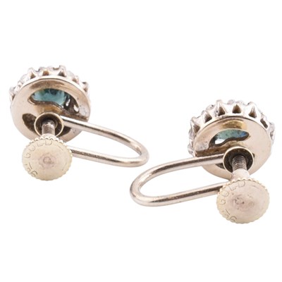 Lot 113 - PAIR OF HALLMARKED 9CT WHITE GOLD SAPPHIRE & DIAMOND EARRINGS