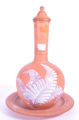 Lot 196 - 19TH CENTURY ROSSO ANTICO TERRACOTTA POTTERY VASE AND PLATE