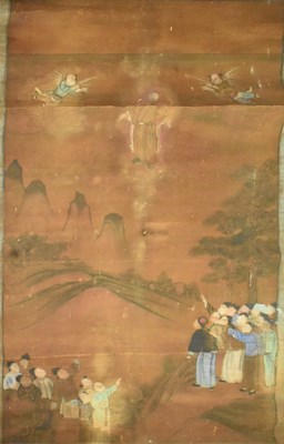Lot 205 - 19TH CENTURY CHINESE SCROLL DEPICTS JESUS AND ANGELS 二十世纪