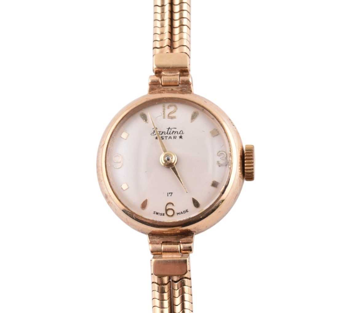 Lot 164 - HALLMARKED 9CT GOLD BENTINA STAR LADIES WRISTWATCH