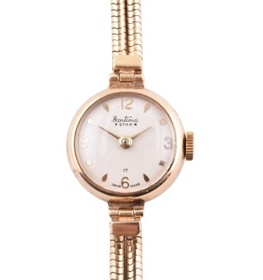 Lot 164 - HALLMARKED 9CT GOLD BENTINA STAR LADIES WRISTWATCH