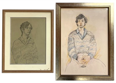 Lot 59 - ROBIN SYMES (1939-2023) - TWO UNTITLED PORTRAIT STUDY OF YOUNG MAN
