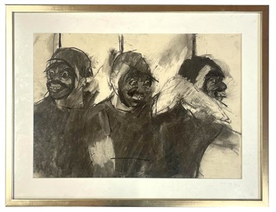 Lot 110 - ROBIN SYMES (1939-2023) - UNTITLED ABSTRACT STUDY OF MASKED FIGURES