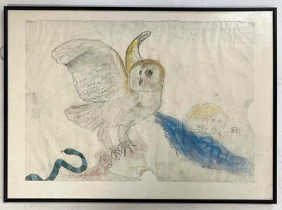 Lot 67 - BELIEVED ROBIN SYMES (1939-2023) - UNTITLED OWL STUDY DRAWING