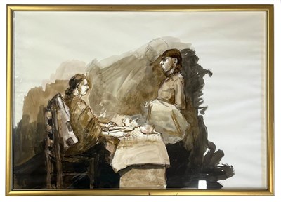 Lot 82 - ROBIN SYMES (1939-2023) - UNTITLED SEATED FIGURES AT TABLE