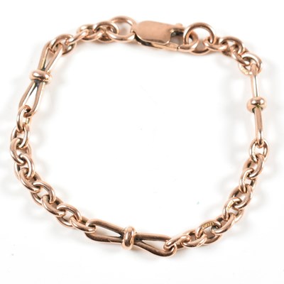 Lot 115 - VICTORIAN HALLMARKED 9CT ROSE GOLD CHAIN BRACELET