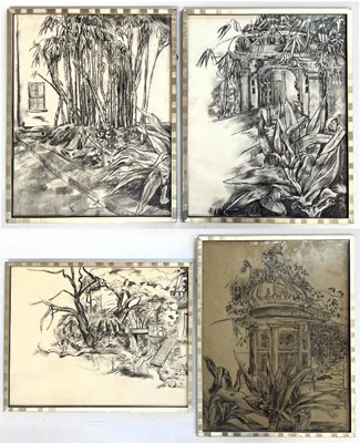Lot 85 - ROBIN SYMES (1939-2023) - FOUR UNTITLED STUDIES OF EXOTIC LANDSCAPES