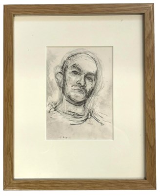 Lot 62 - ROBERT DUKES (CIRCLE OF ROBIN SYMES) - SELF PORTRAIT PENCIL ON PAPER
