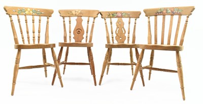 Lot 93 - FOUR EARLY 20TH CENTURY APPRENTICE OAK STICKBACK CHAIRS