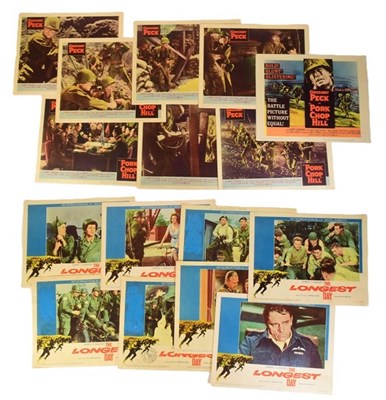 Lot 45 - WAR FILMS - THE LONGEST DAY (1962) & PORK CHOP HILL (1959) LOBBY CARDS